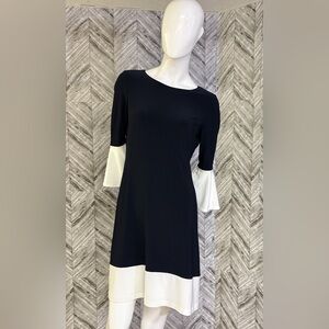 Tommy Hilfiger Black midi dress with Cream Accents, BNWT, size 8